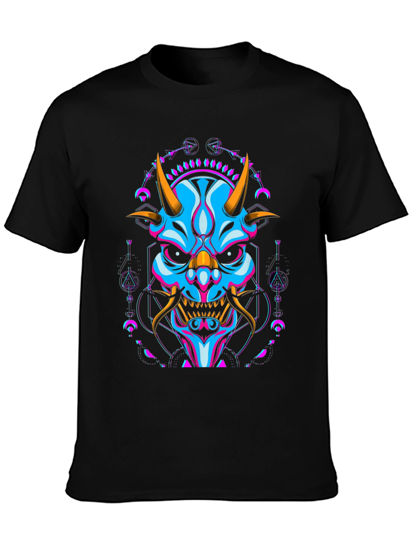 Neon Oni Mask Graphic T-Shirt