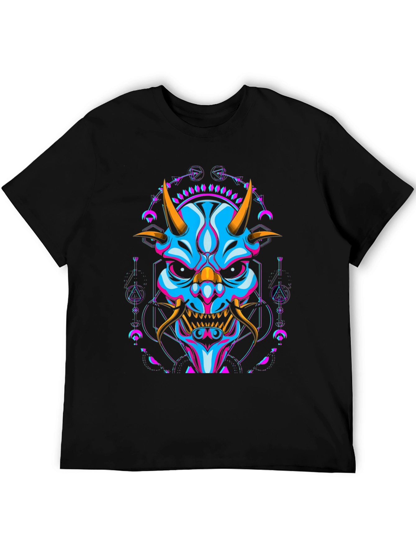 Neon Oni Mask Graphic T-Shirt
