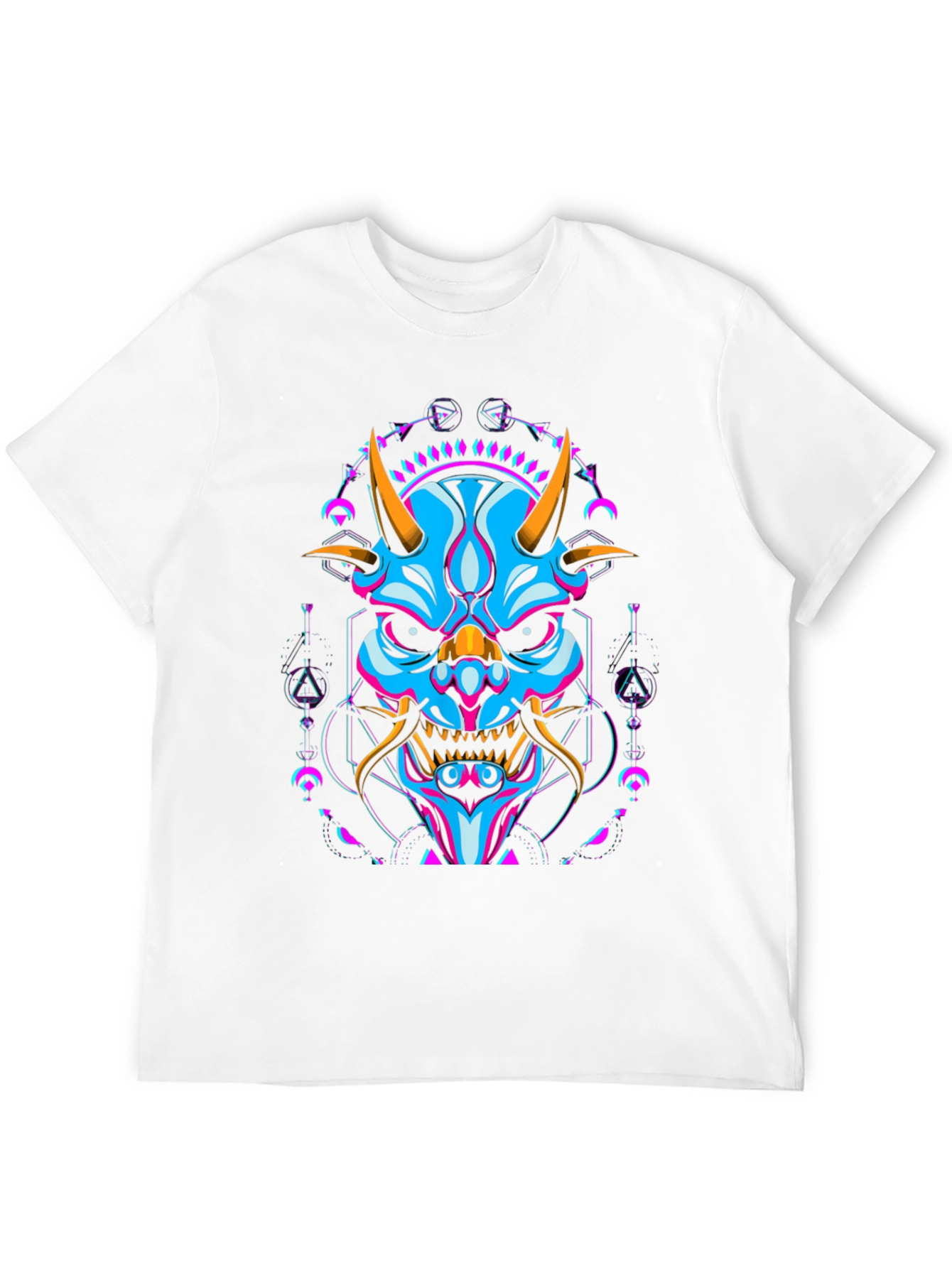 Neon Oni Mask Graphic T-Shirt