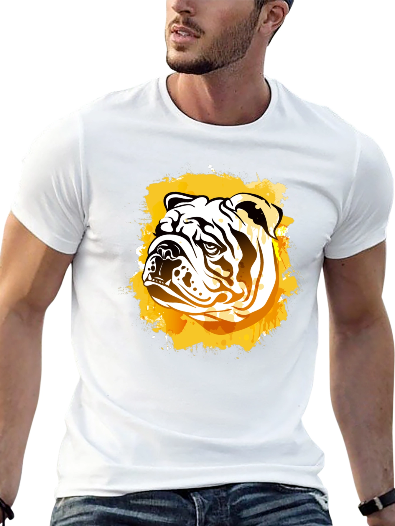Bulldog Graphic Print Black T-Shirt
