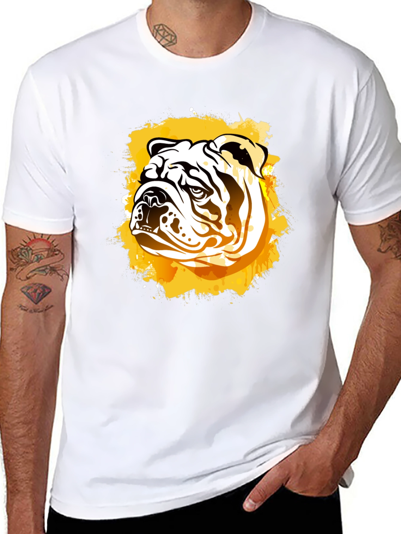 Bulldog Graphic Print Black T-Shirt