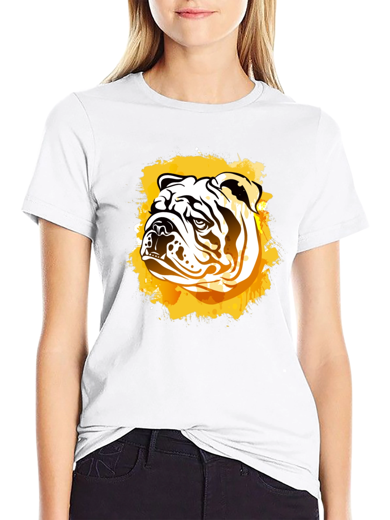 Bulldog Graphic Print Black T-Shirt