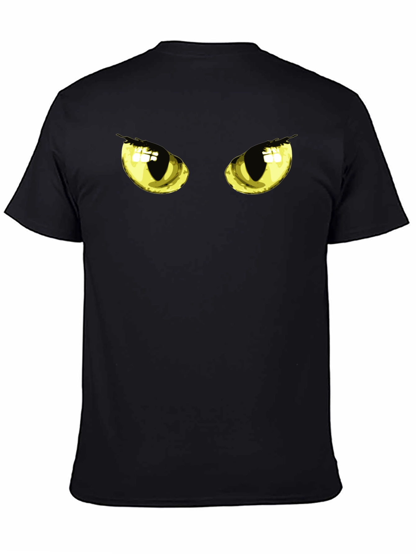Mens Black T-Shirt with Cat Eyes Graphic