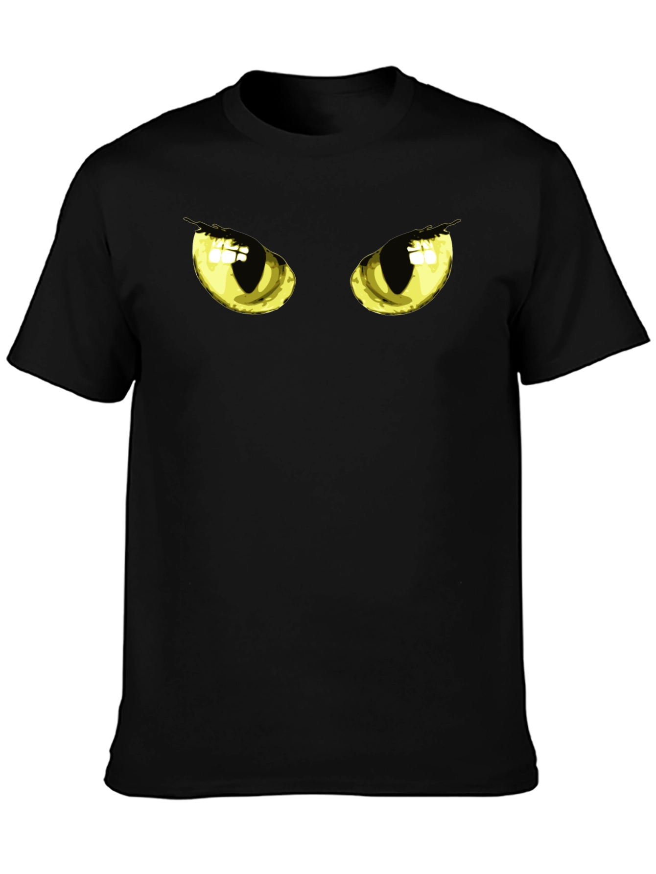 Mens Black T-Shirt with Cat Eyes Graphic