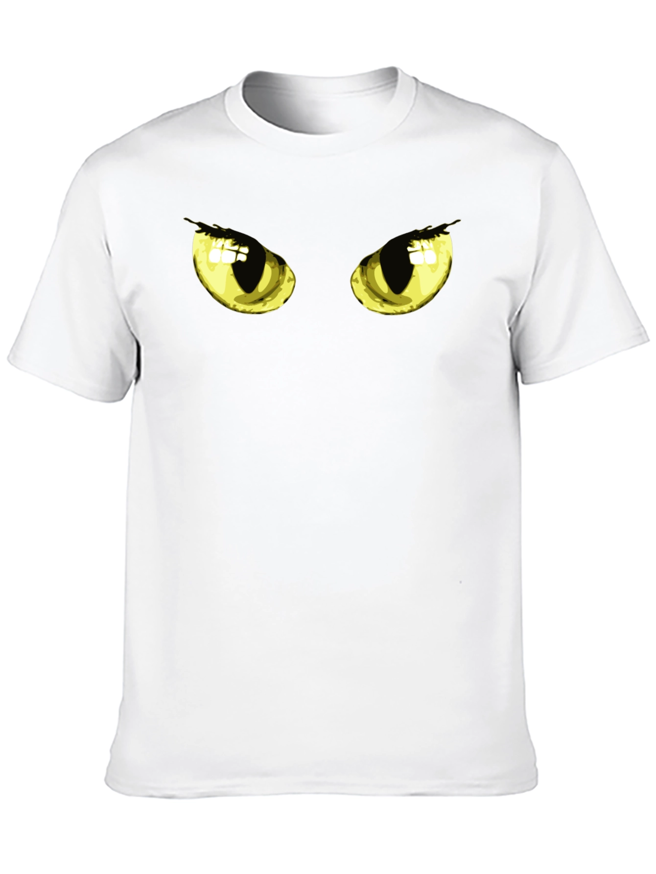 Mens Black T-Shirt with Cat Eyes Graphic