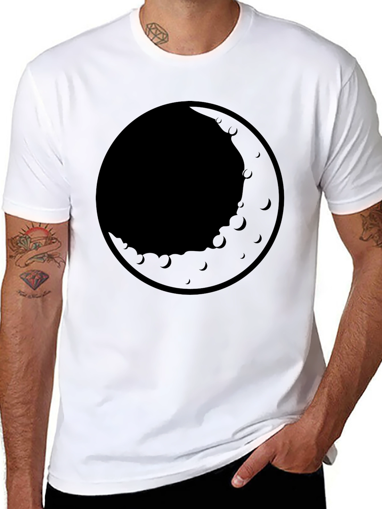 Mens Black Moon Graphic T-Shirt