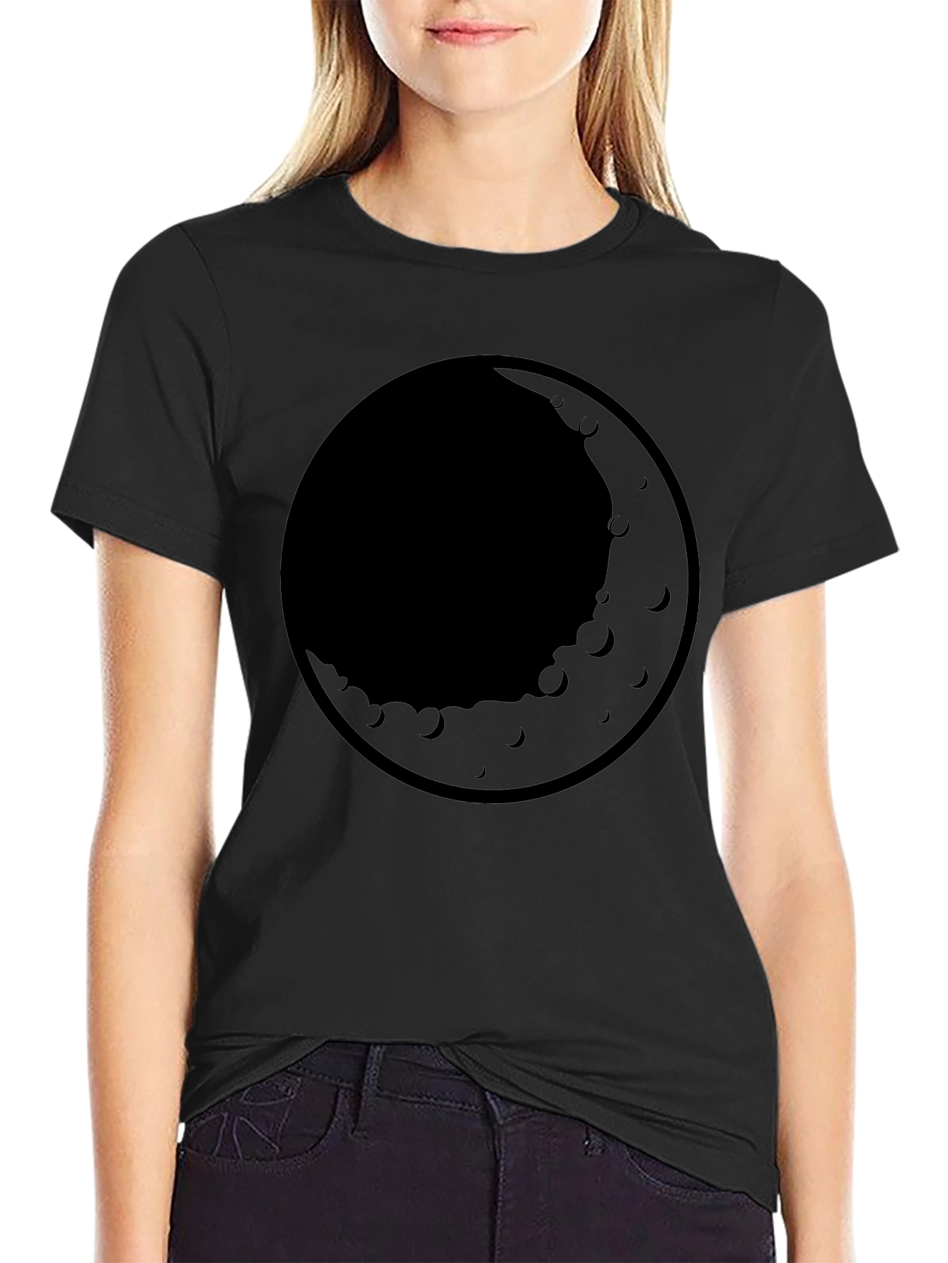 Mens Black Moon Graphic T-Shirt