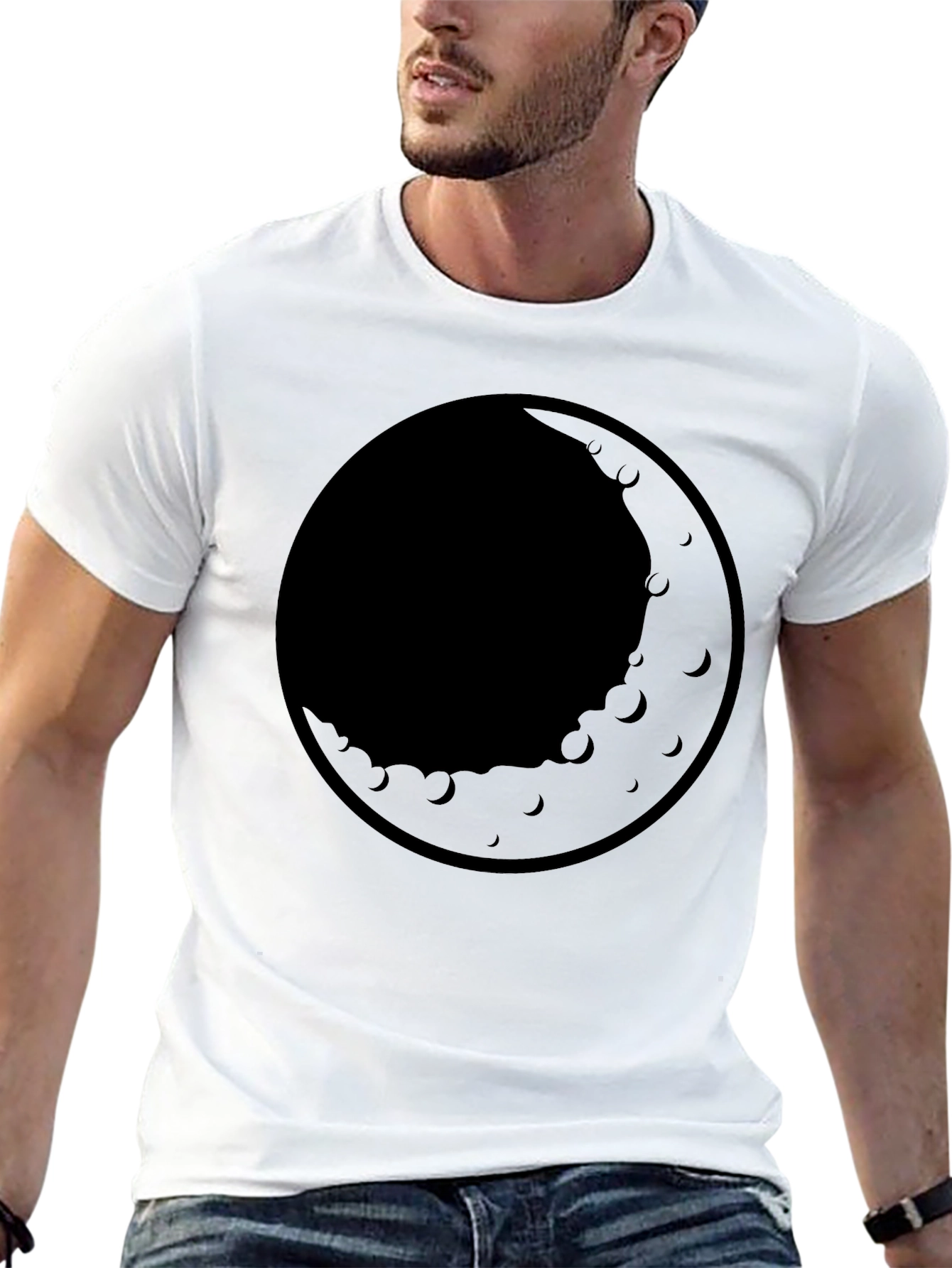 Mens Black Moon Graphic T-Shirt