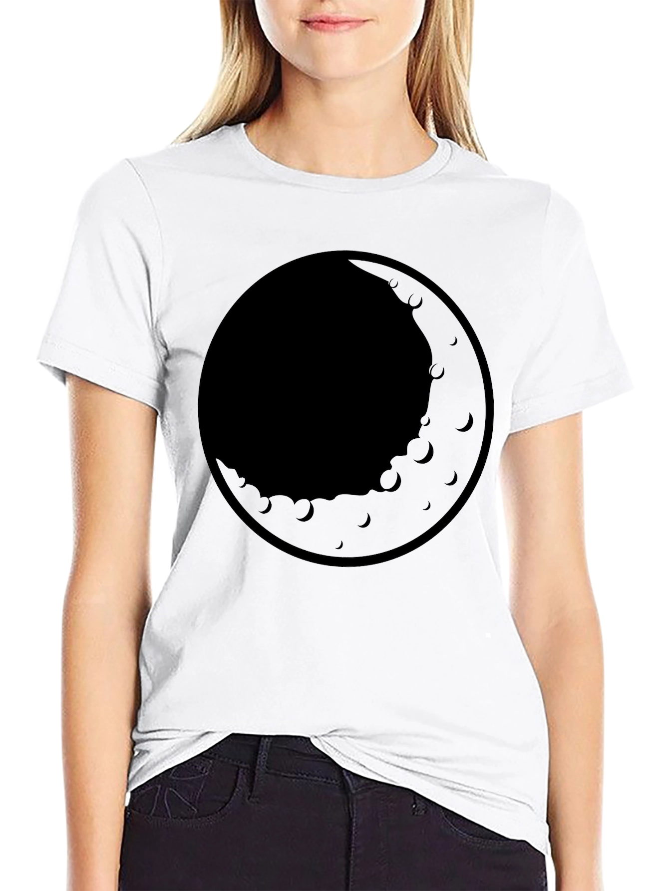 Mens Black Moon Graphic T-Shirt