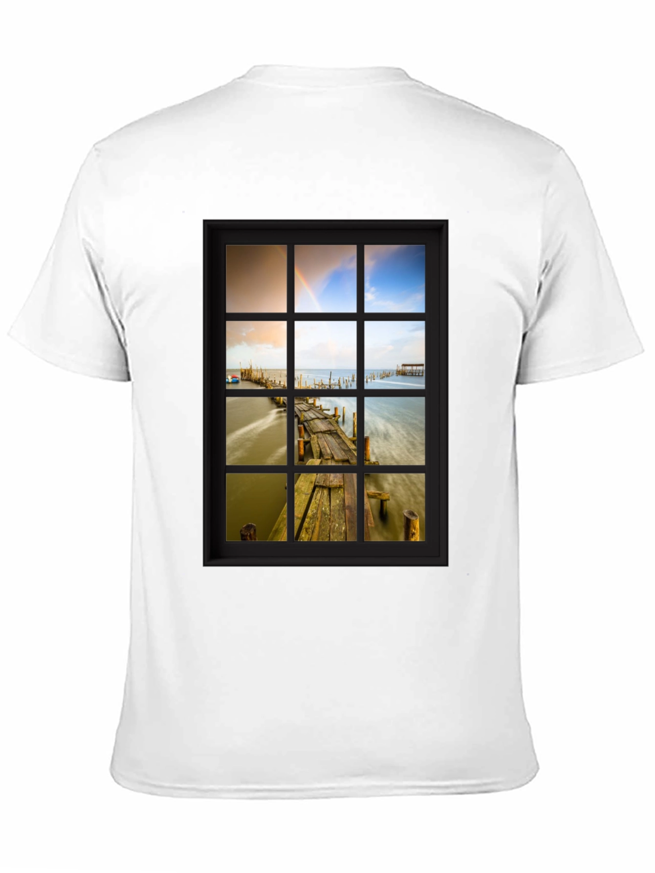 Window View Graphic Tee - Scenic Nature Print T-Shirt
