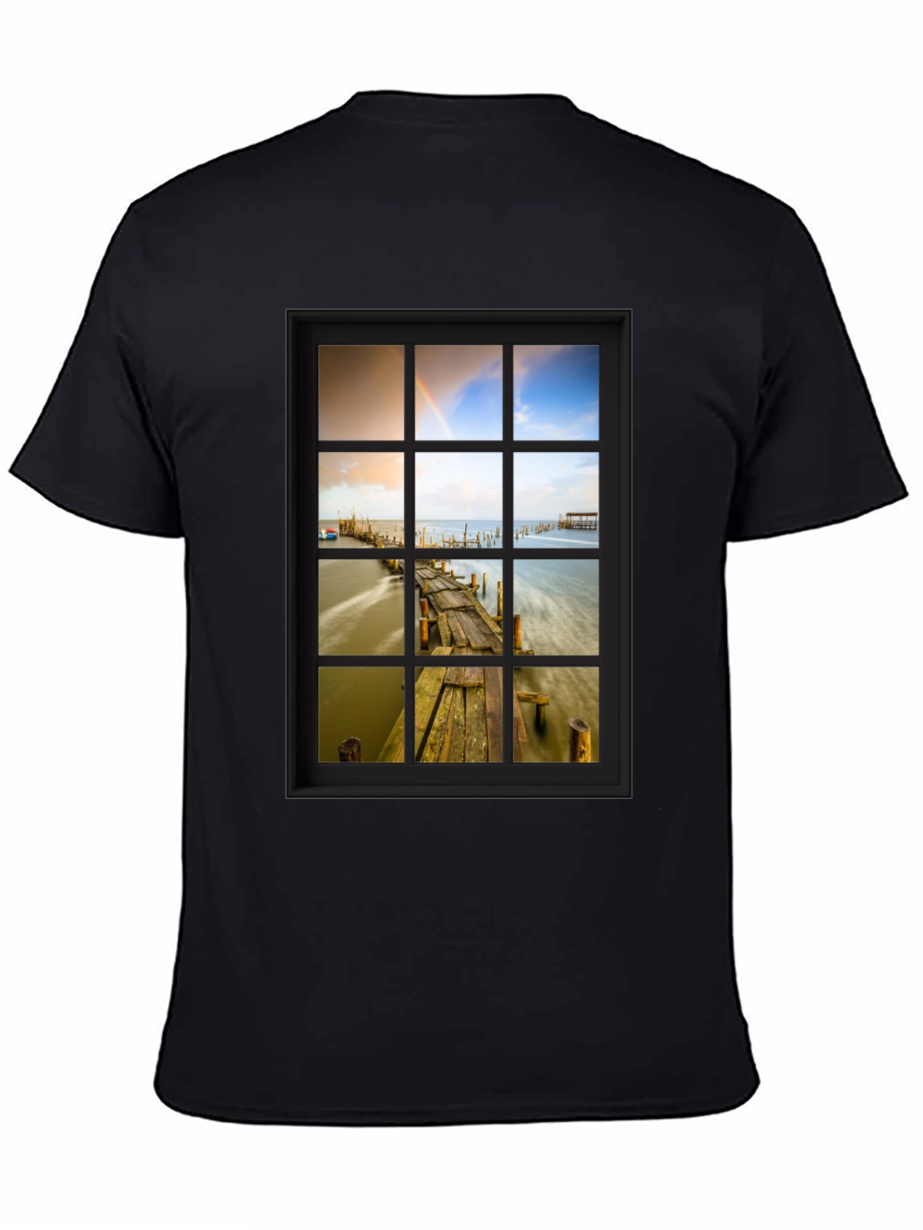 Window View Graphic Tee - Scenic Nature Print T-Shirt