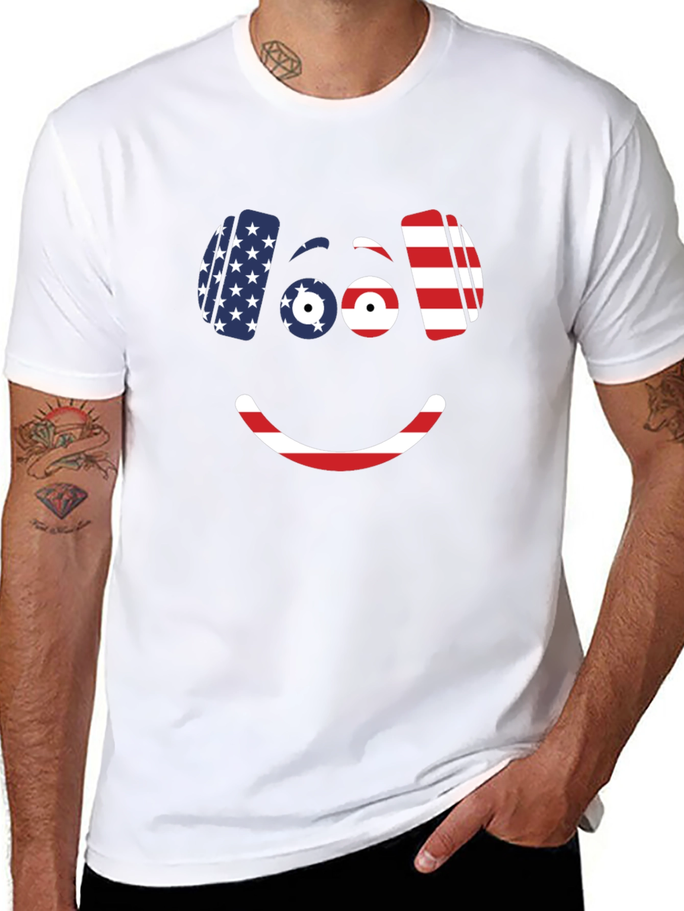 Smiley Face USA Flag T-Shirt Patriotic Fun
