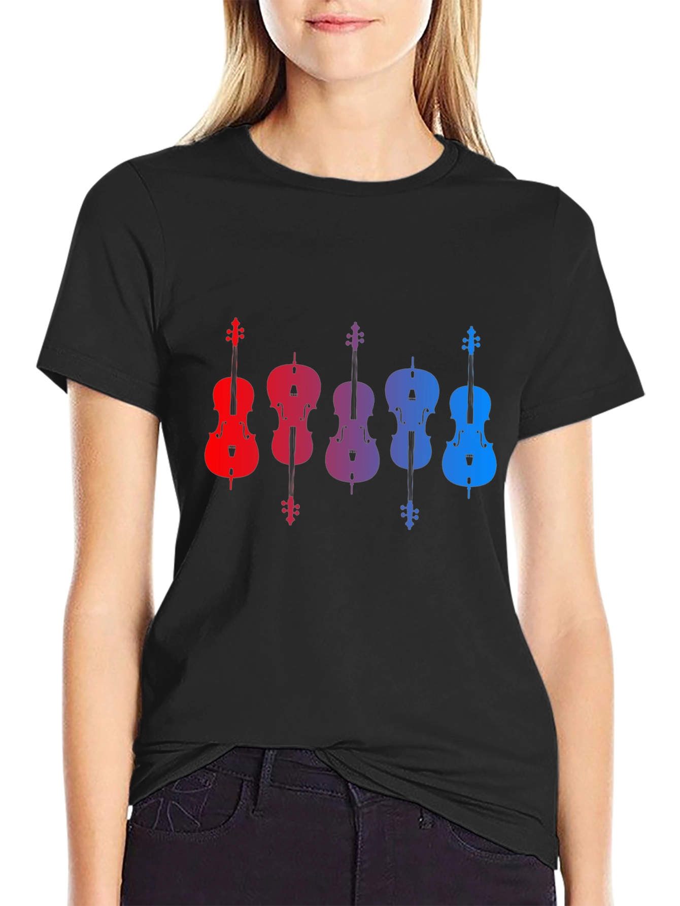 Gradient Cello Music T-Shirt - Black