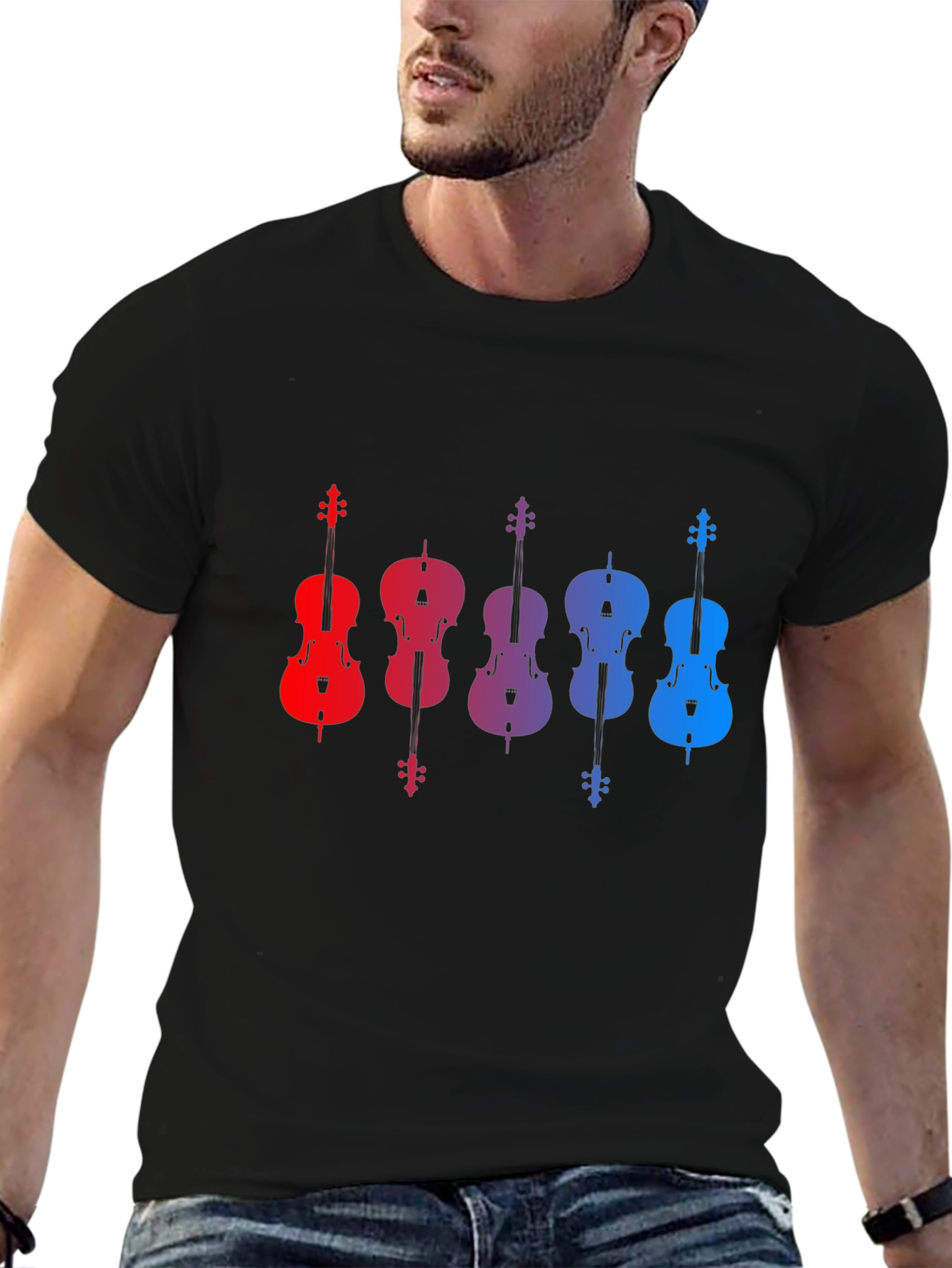 Gradient Cello Music T-Shirt - Black