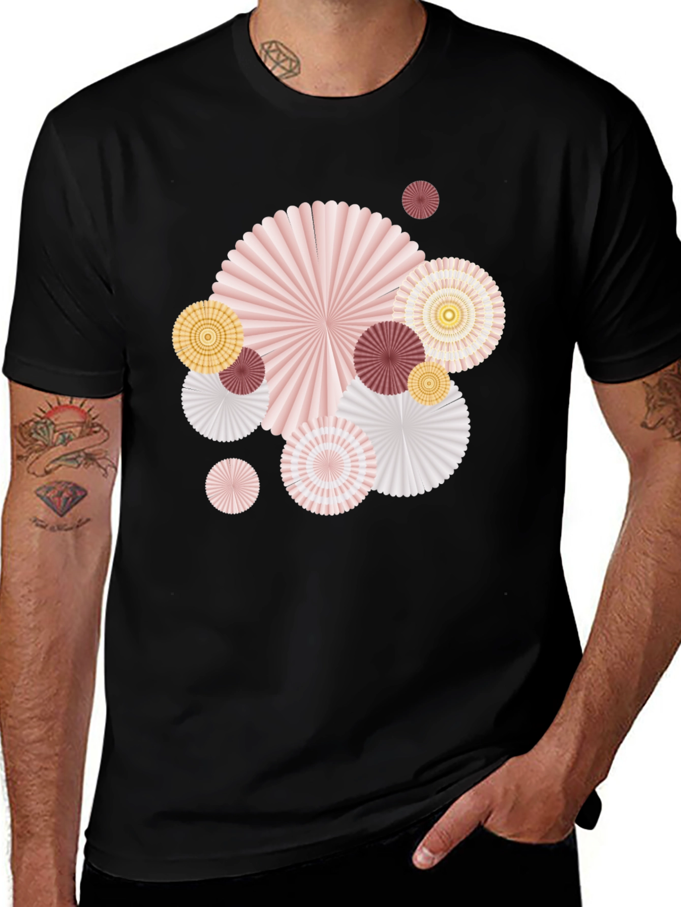 Paper Fan Graphic Tee - Stylish Statement Shirt