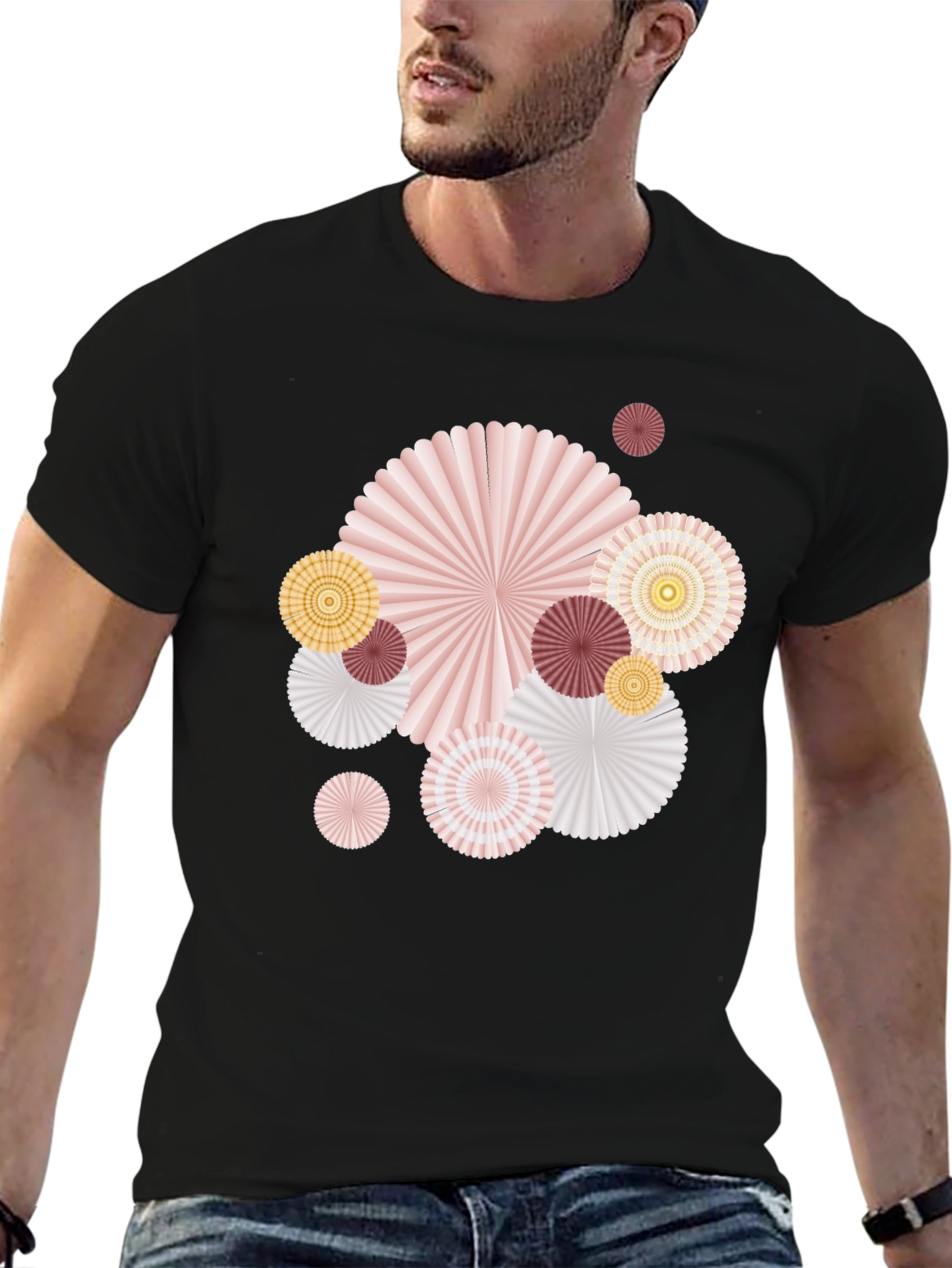 Paper Fan Graphic Tee - Stylish Statement Shirt