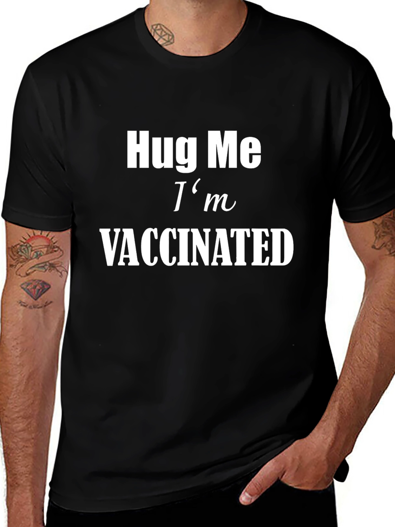 Hug Me Im Vaccinated Black T-Shirt