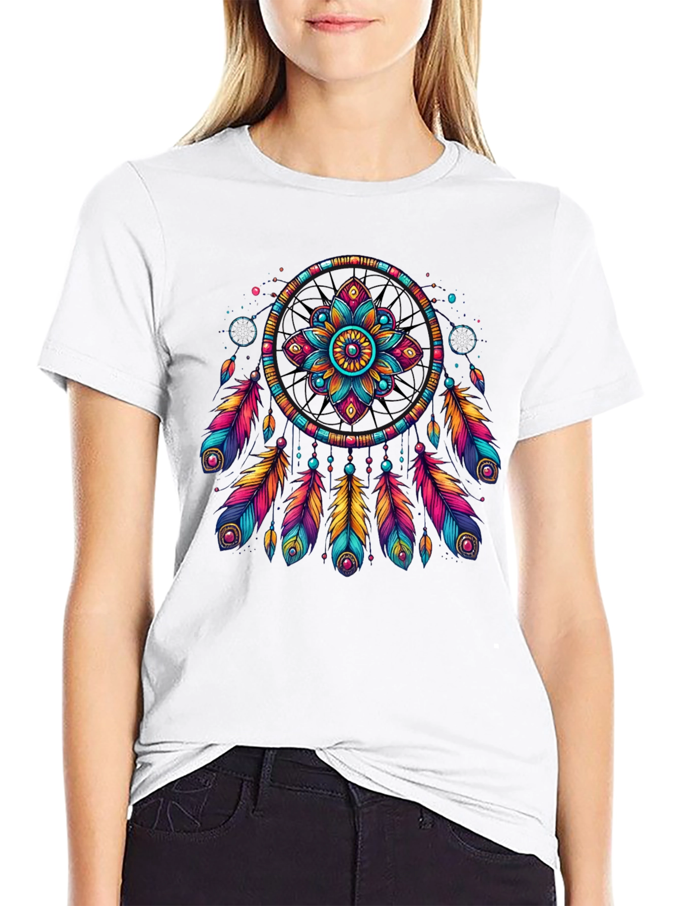 Dreamcatcher Graphic Print Black T-Shirt