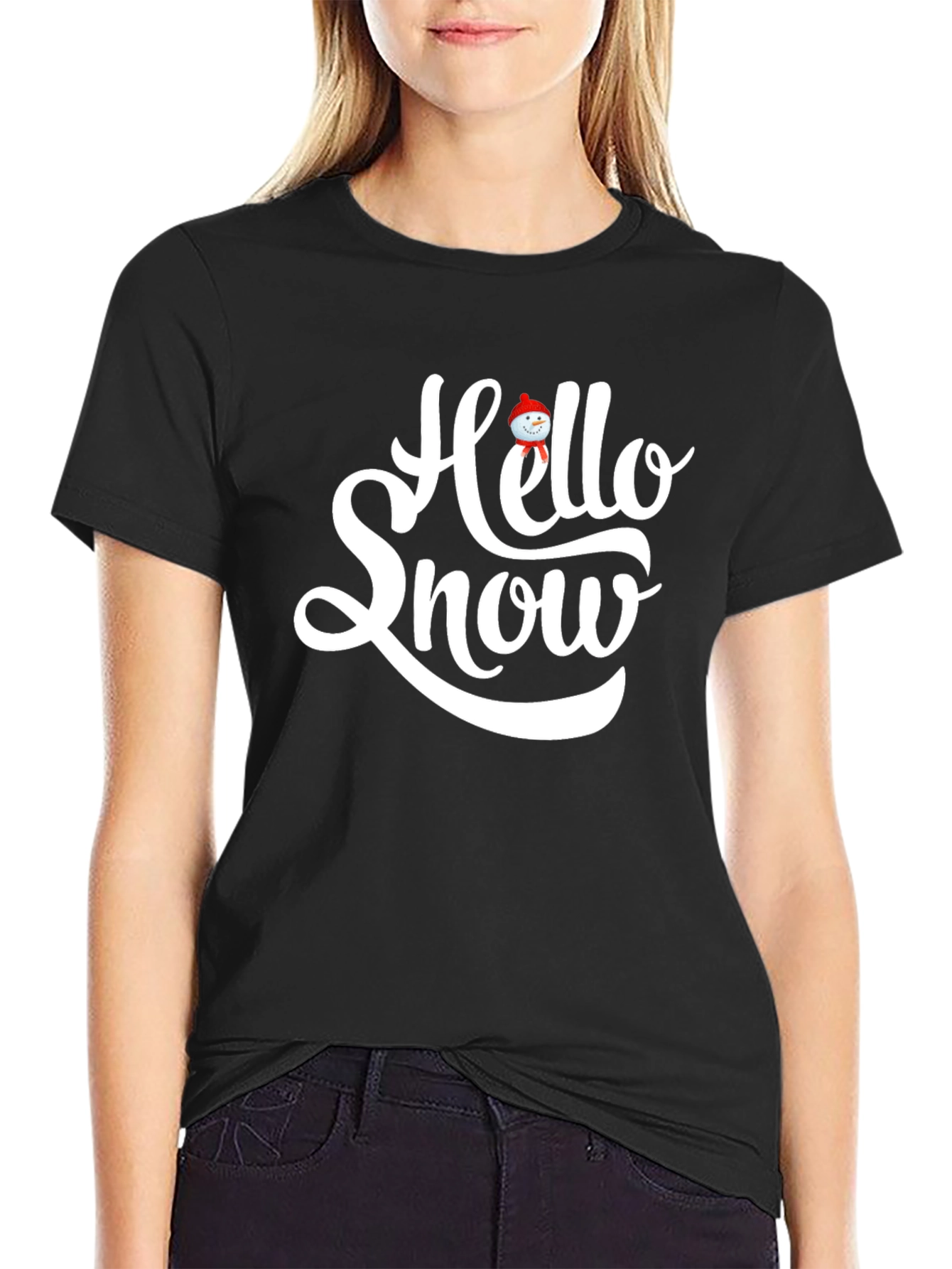 Hello Snow Graphic T-Shirt - Black