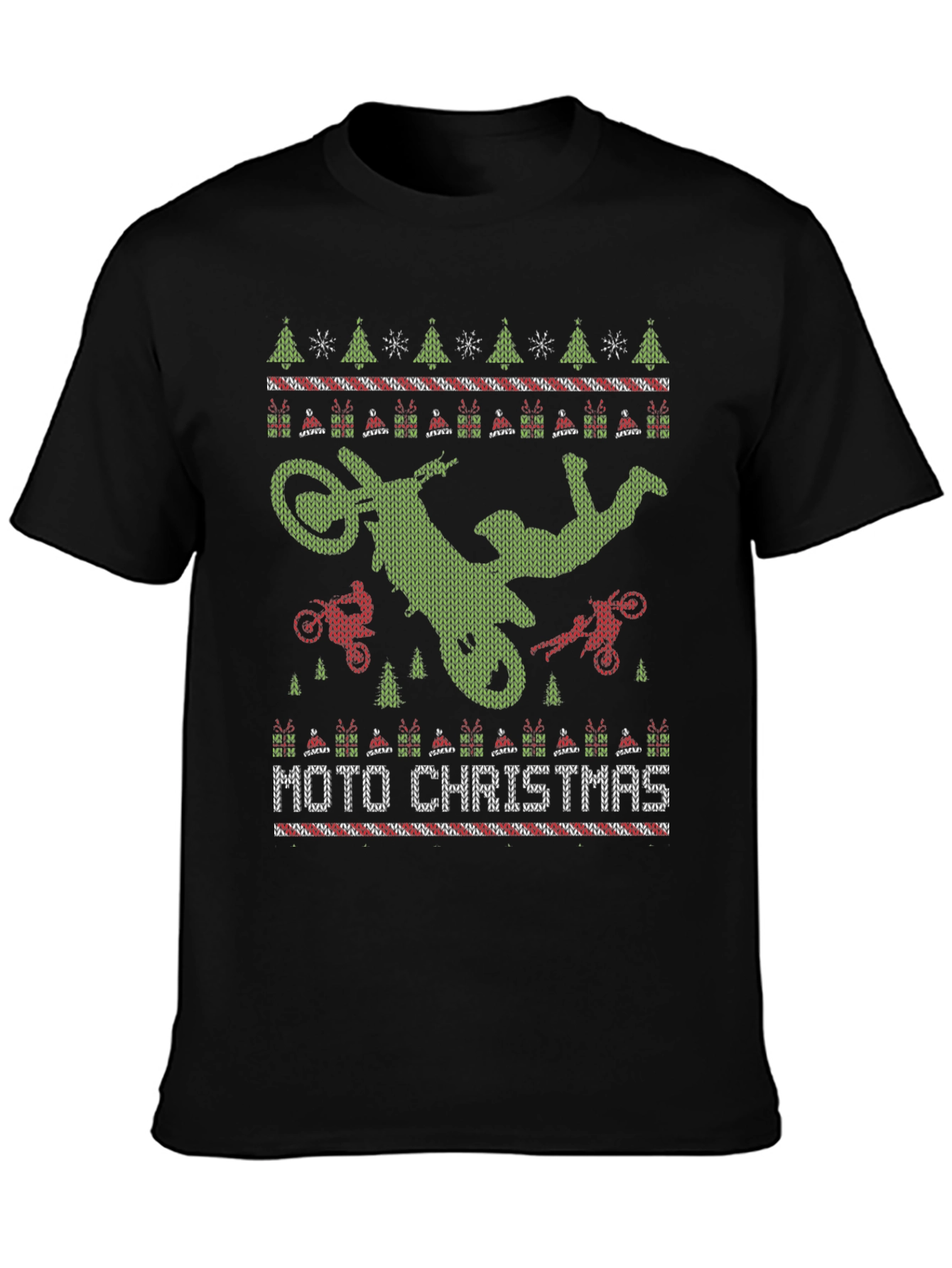 Moto Christmas Sweater Pattern T-Shirt