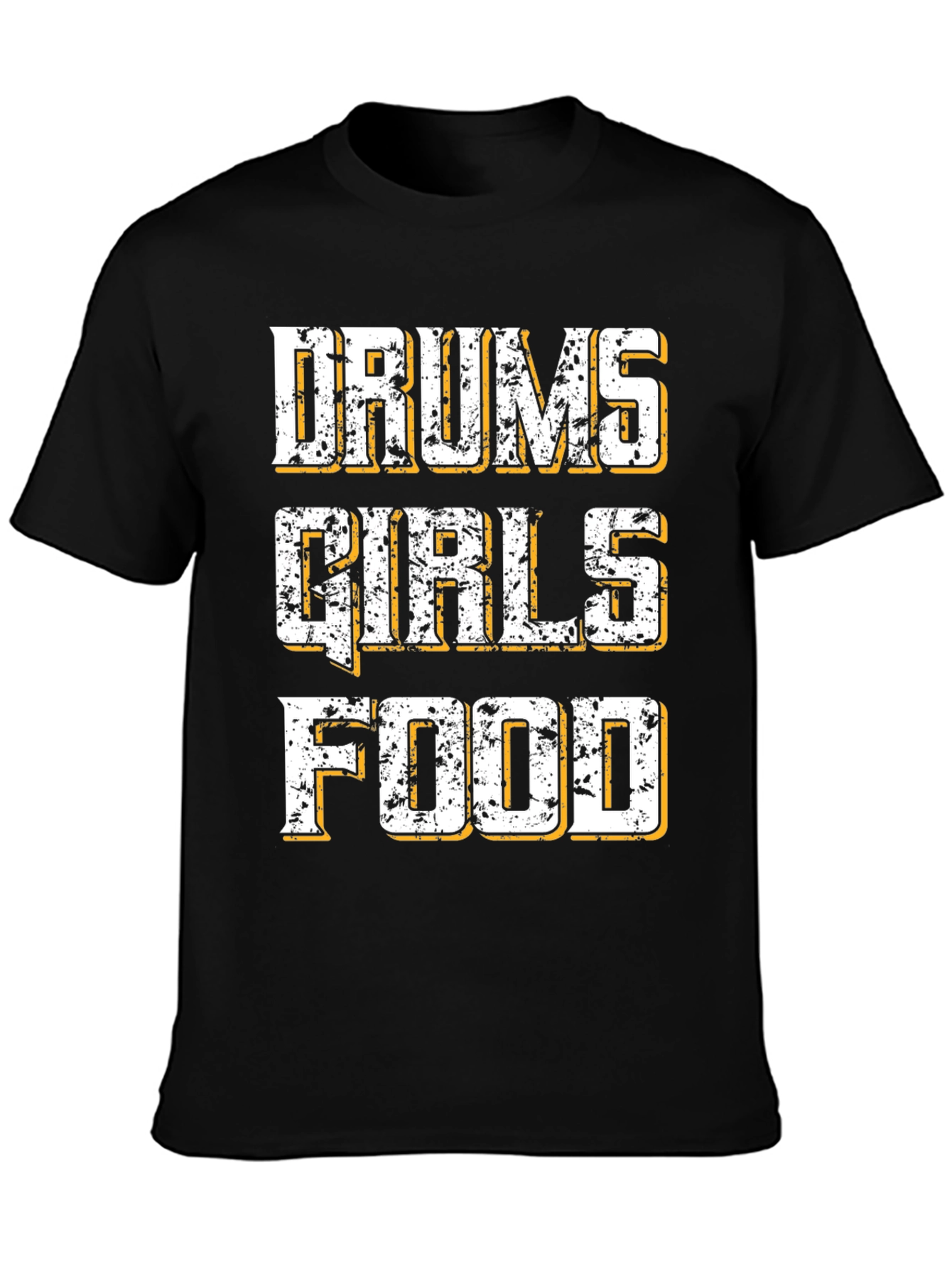 Drums Girls Food Graphic Tee - Black Cotton T-Shirt