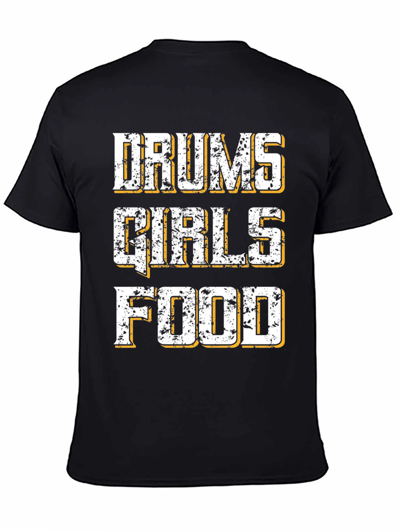 Drums Girls Food Graphic Tee - Black Cotton T-Shirt