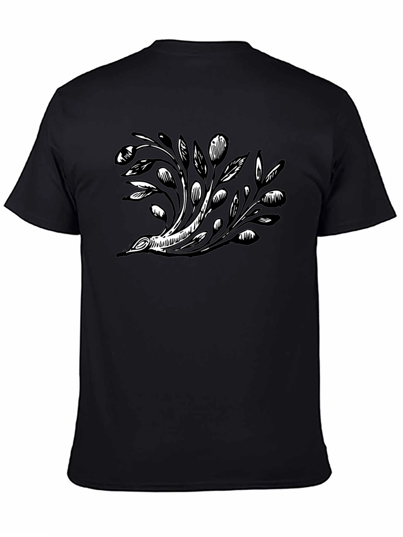 Black T-Shirt with Floral Graphic Design
