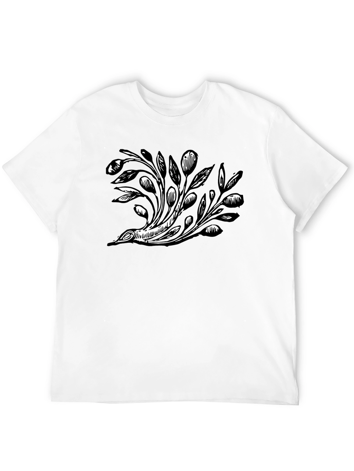 Black T-Shirt with Floral Graphic Design