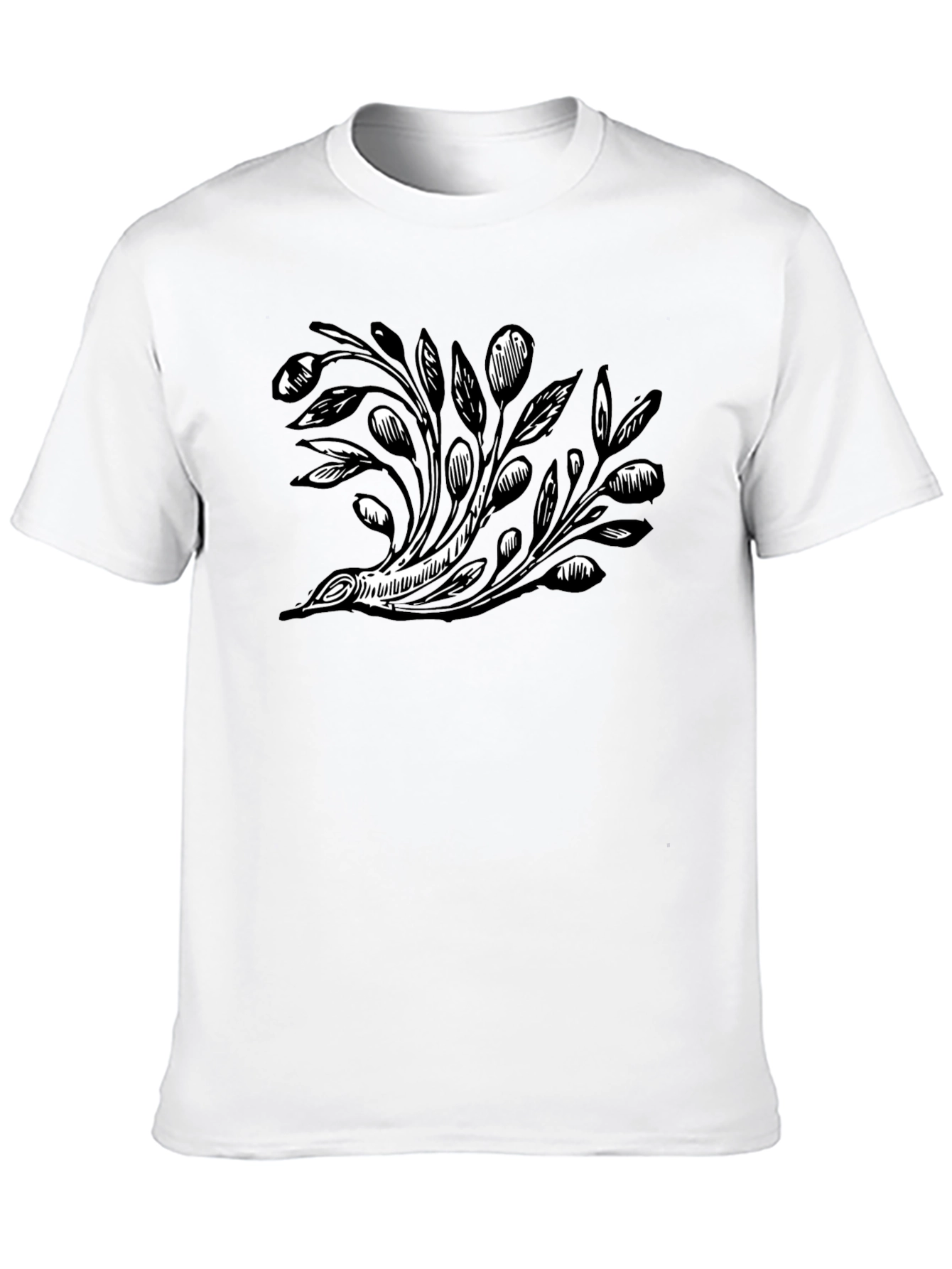 Black T-Shirt with Floral Graphic Design