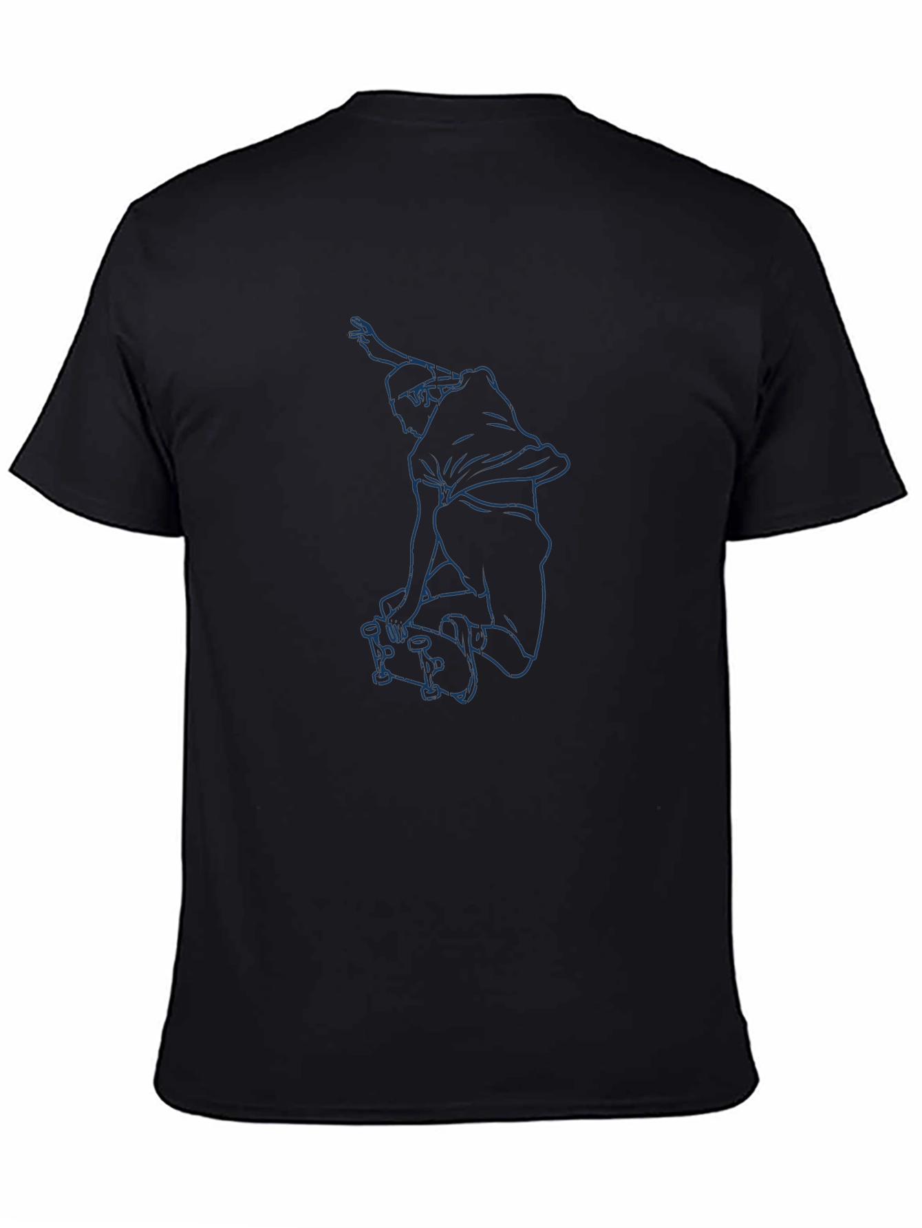 Skateboarder Graphic Tee - Cool Blue Line Art