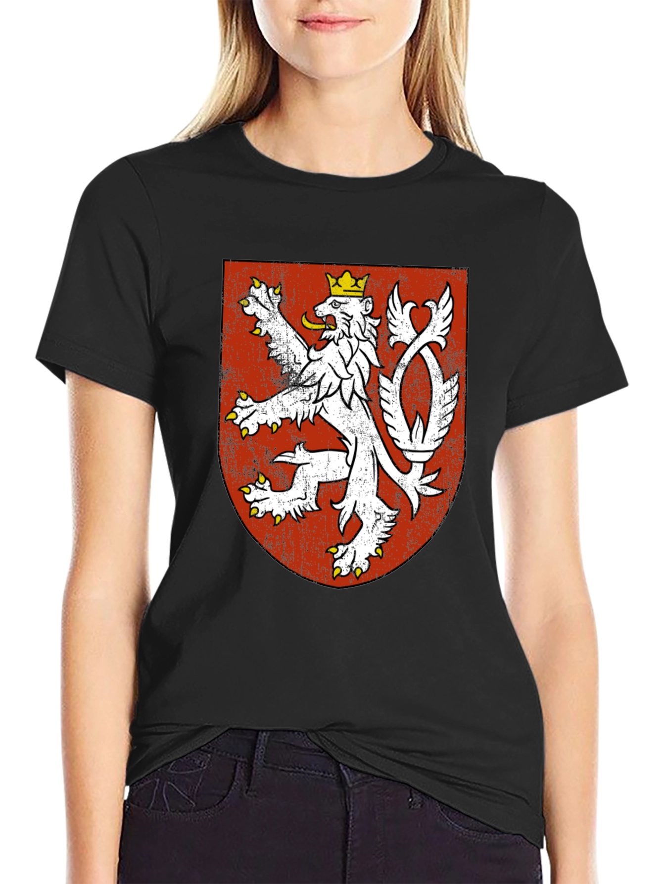 Czech Republic Lion Crest Black T-Shirt