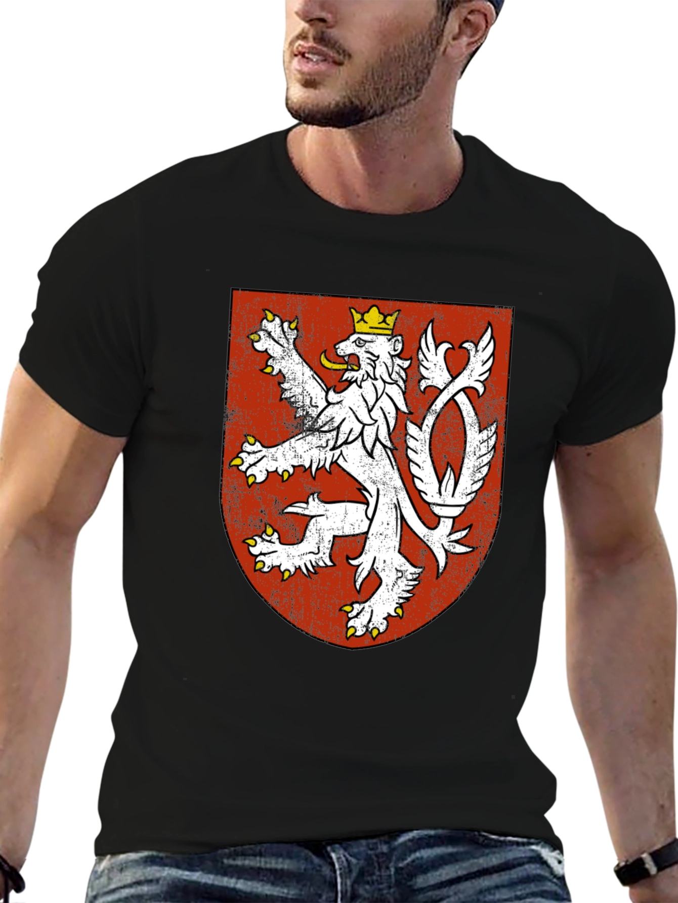 Czech Republic Lion Crest Black T-Shirt