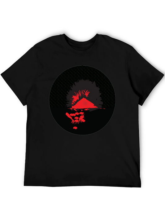 Abstract Graphic Tee - Red & Black Print