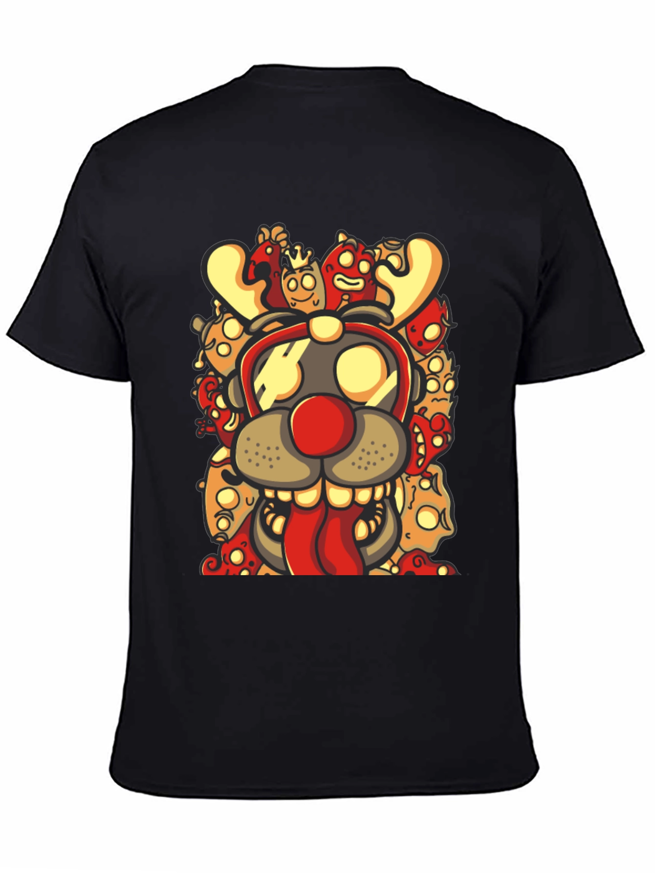 Cartoon Reindeer Graphic Print Black T-Shirt