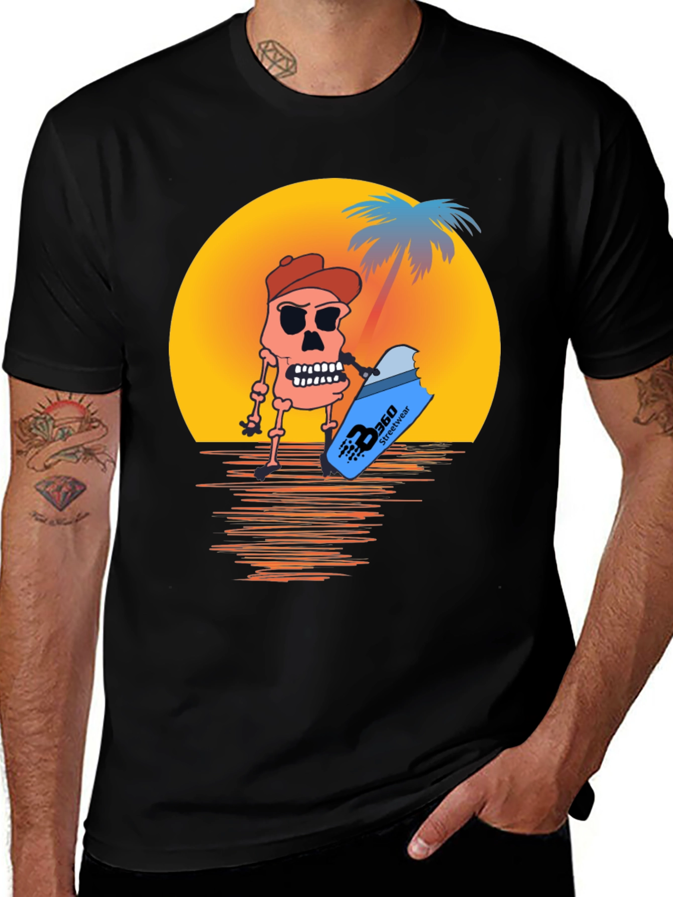 Sunset Skull T-Shirt - Beach Style