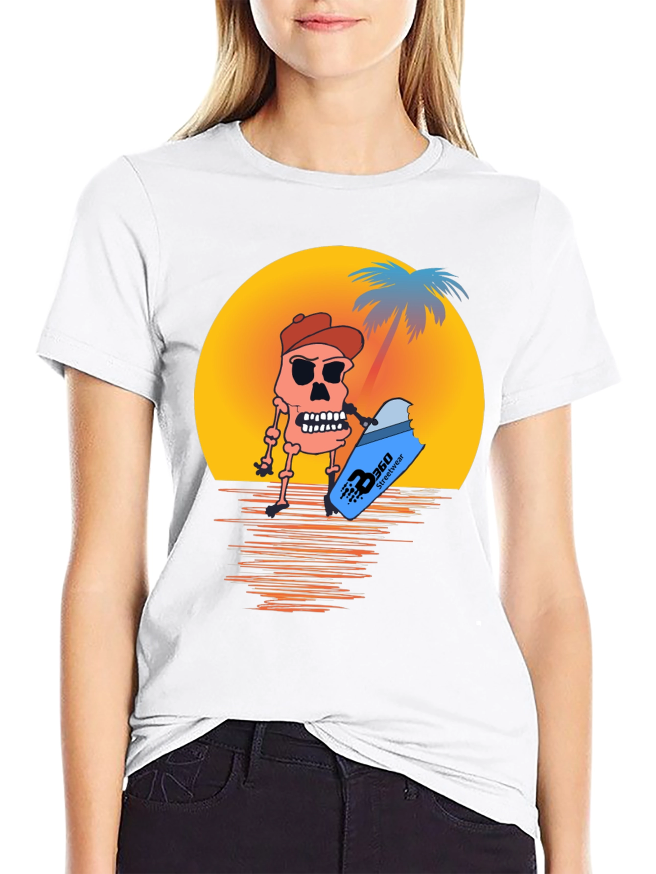 Sunset Skull T-Shirt - Beach Style