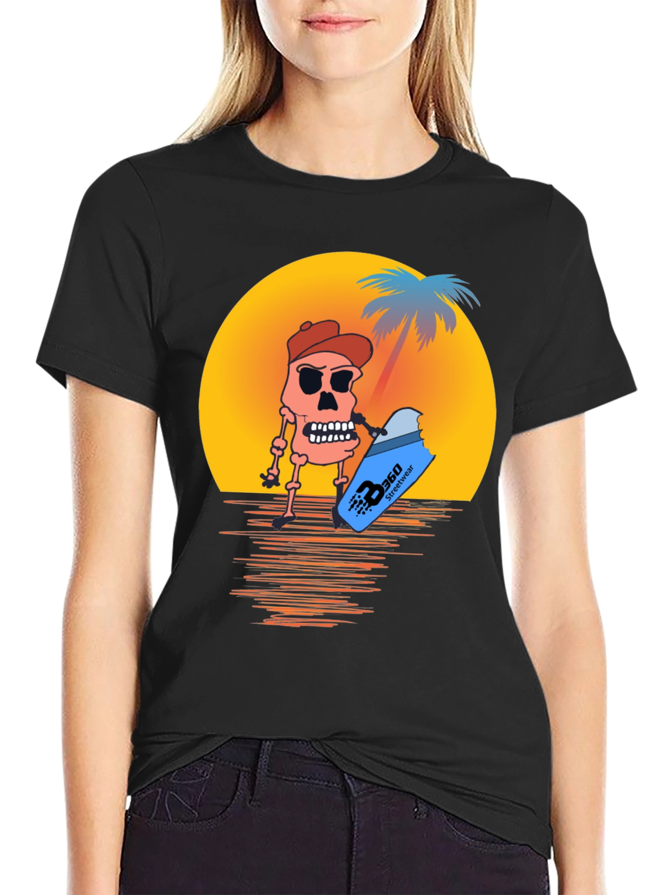 Sunset Skull T-Shirt - Beach Style
