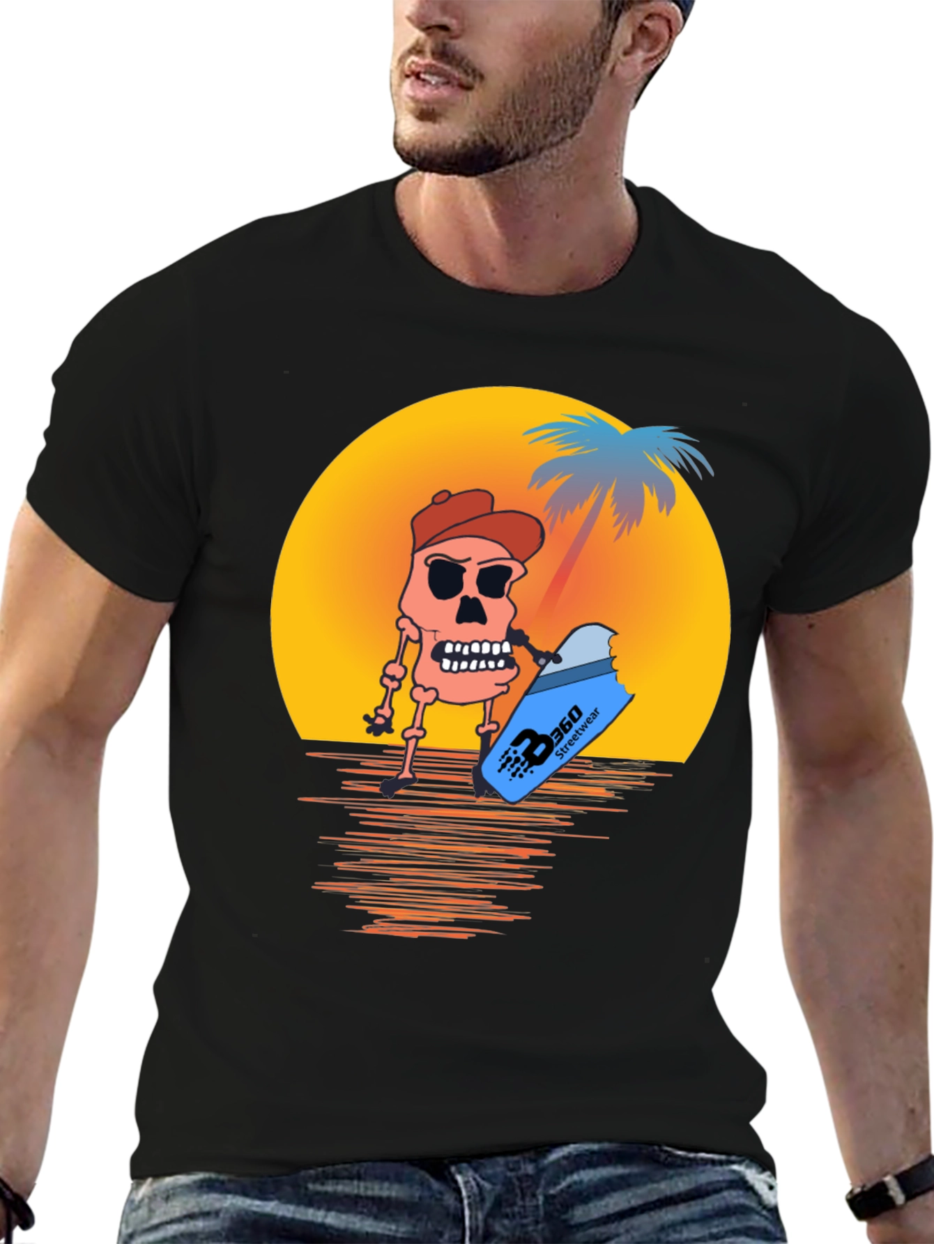 Sunset Skull T-Shirt - Beach Style