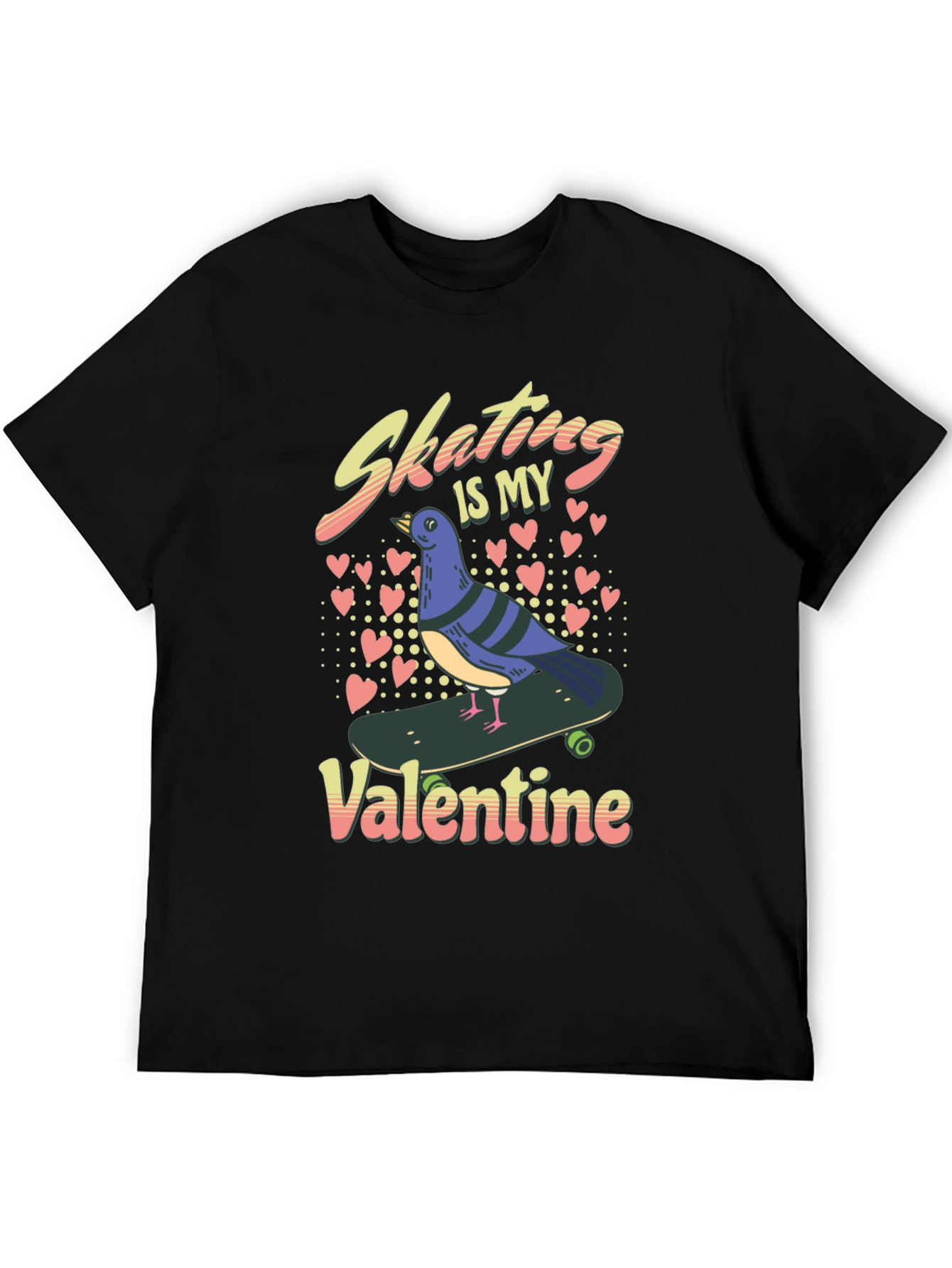Skating Pigeon Valentine T-Shirt - Fun Novelty Graphic Tee