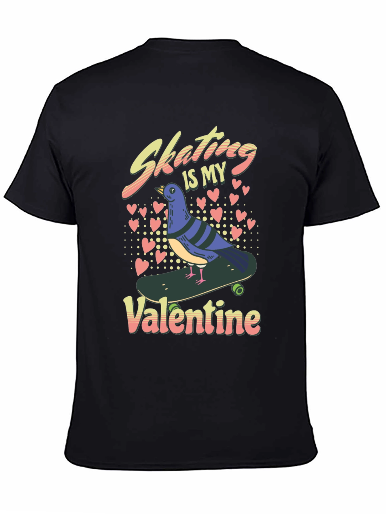 Skating Pigeon Valentine T-Shirt - Fun Novelty Graphic Tee
