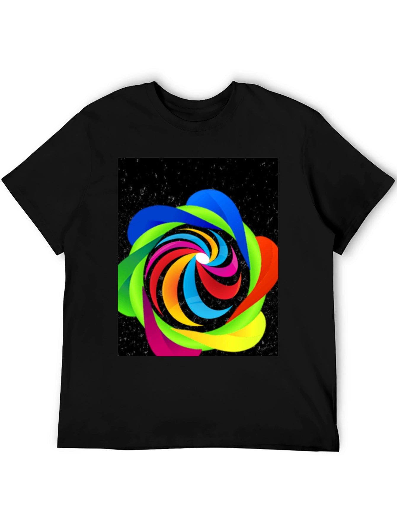 Abstract Swirl Graphic Black Tee