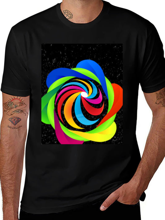 Abstract Swirl Graphic Black Tee