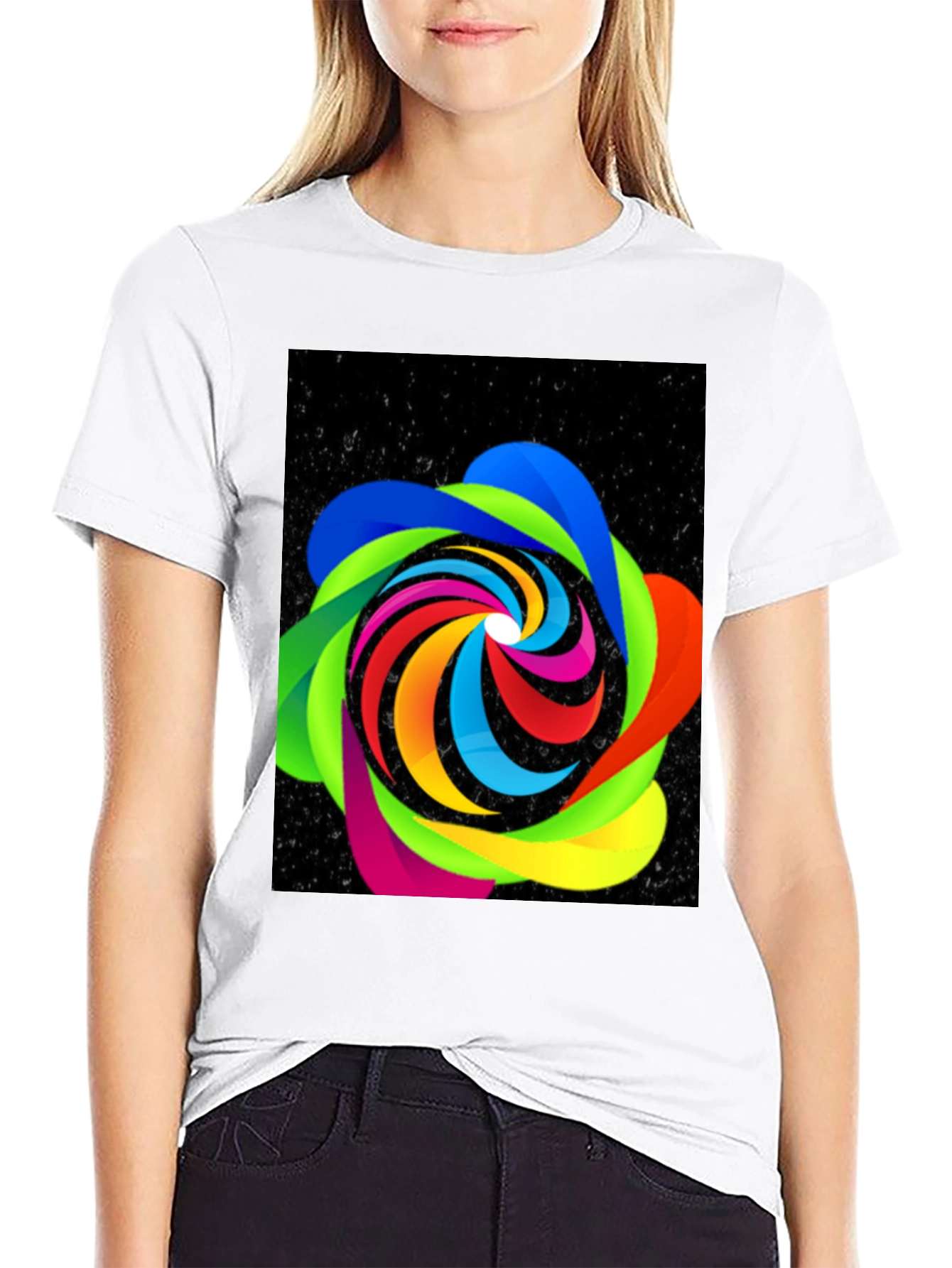 Abstract Swirl Graphic Black Tee