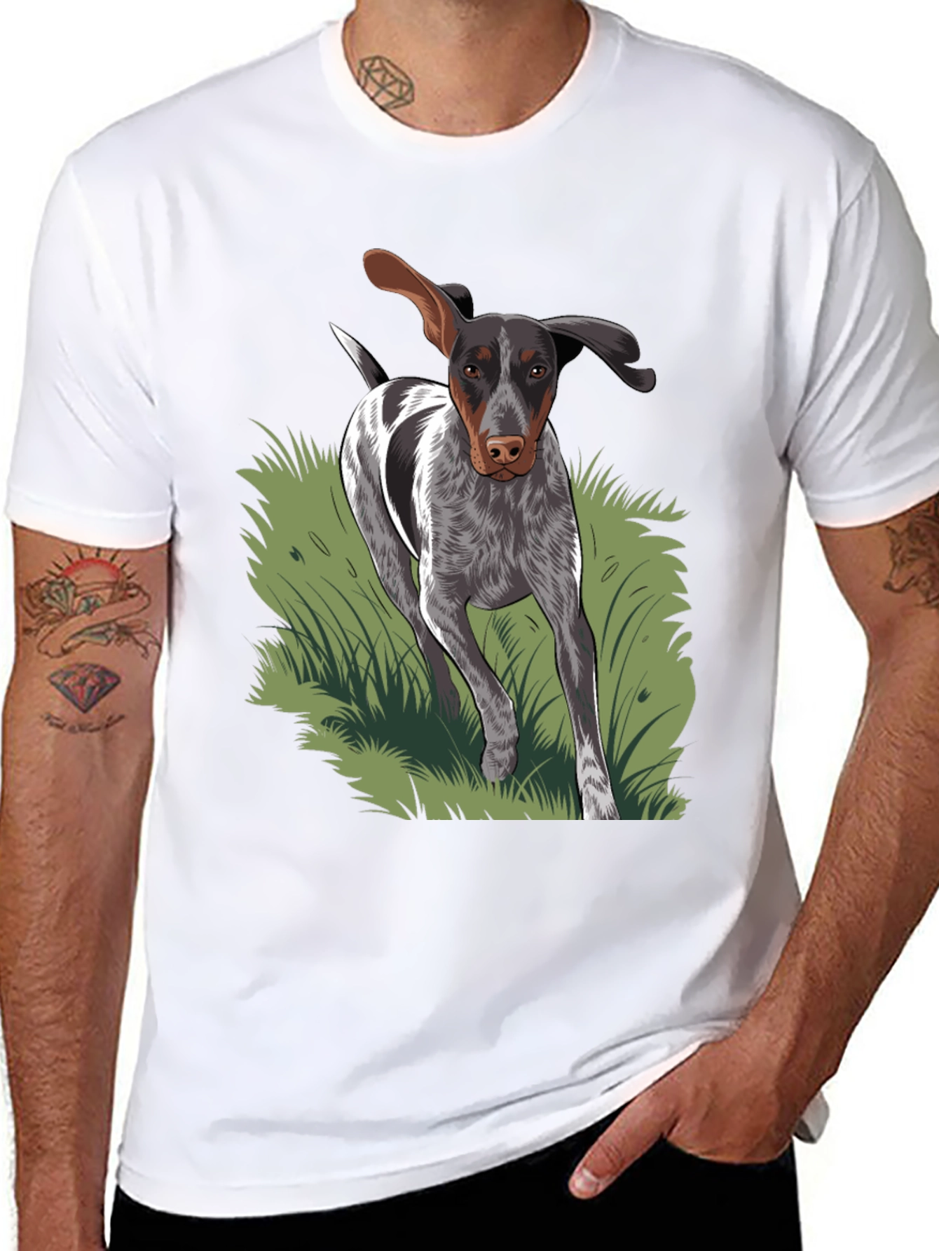 Dog Graphic Tee - Black Cotton Blend T-Shirt