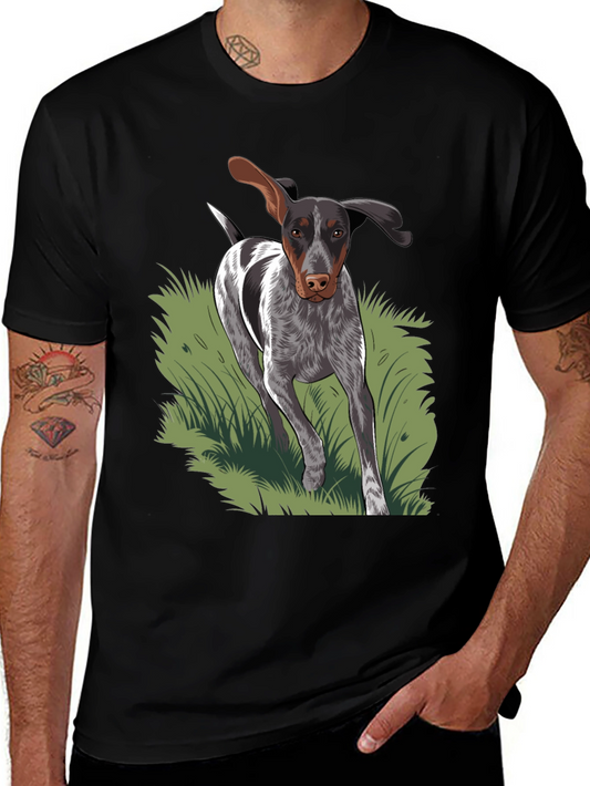 Dog Graphic Tee - Black Cotton Blend T-Shirt