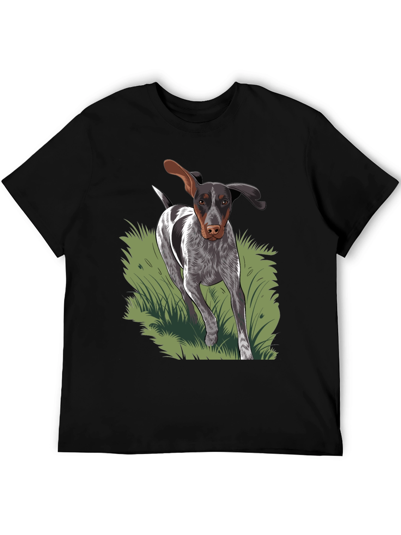 Dog Graphic Tee - Black Cotton Blend T-Shirt
