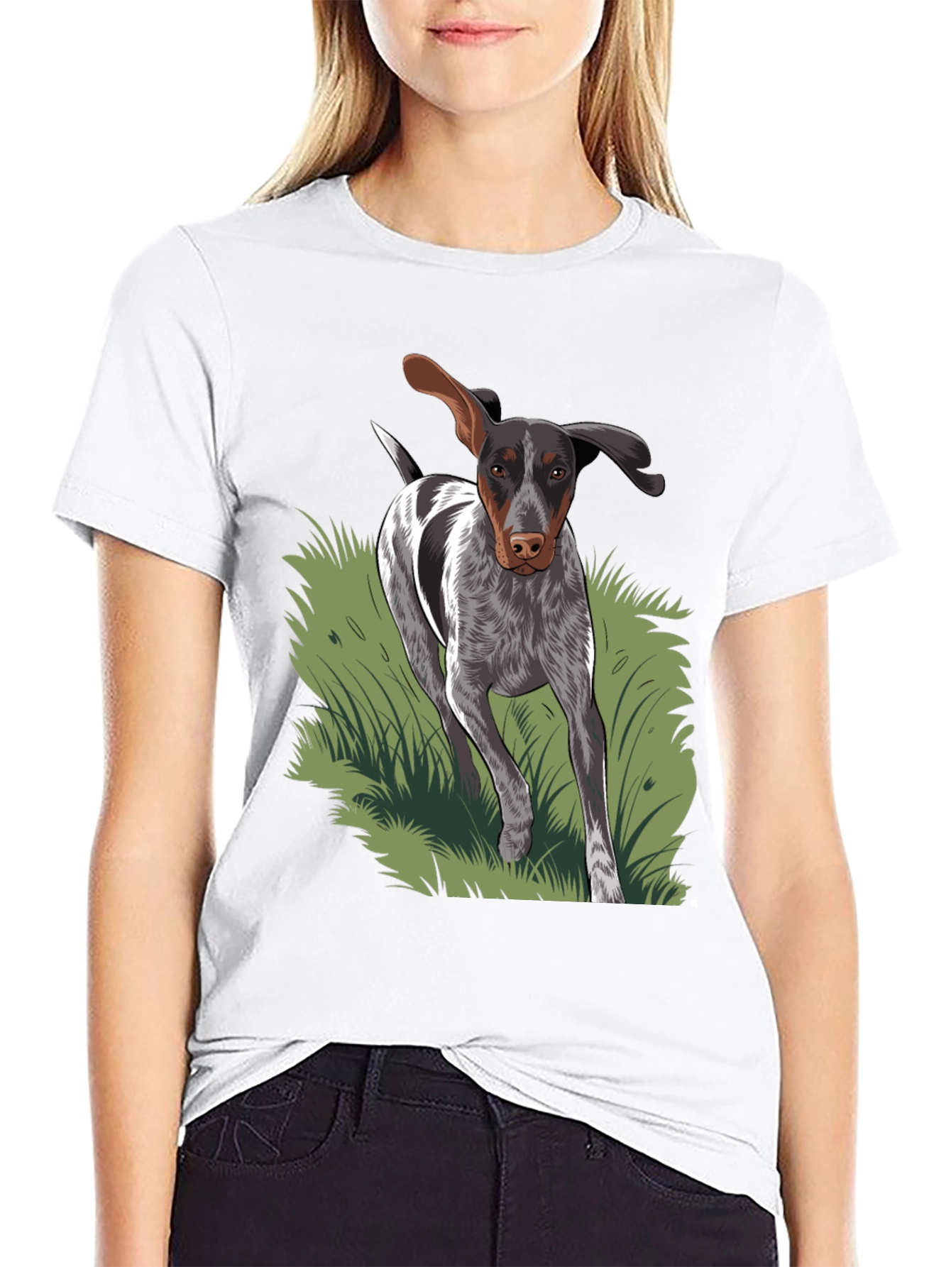 Dog Graphic Tee - Black Cotton Blend T-Shirt