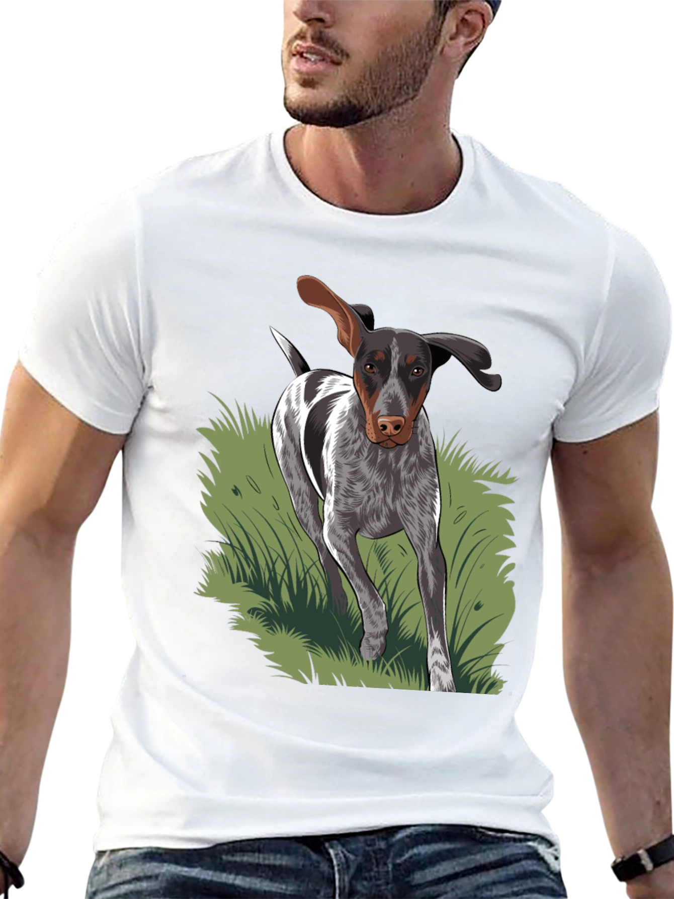 Dog Graphic Tee - Black Cotton Blend T-Shirt