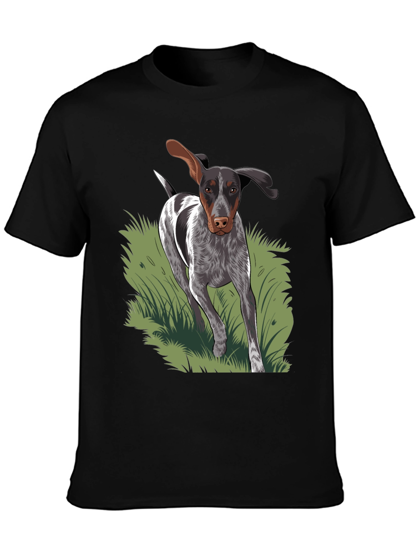 Dog Graphic Tee - Black Cotton Blend T-Shirt