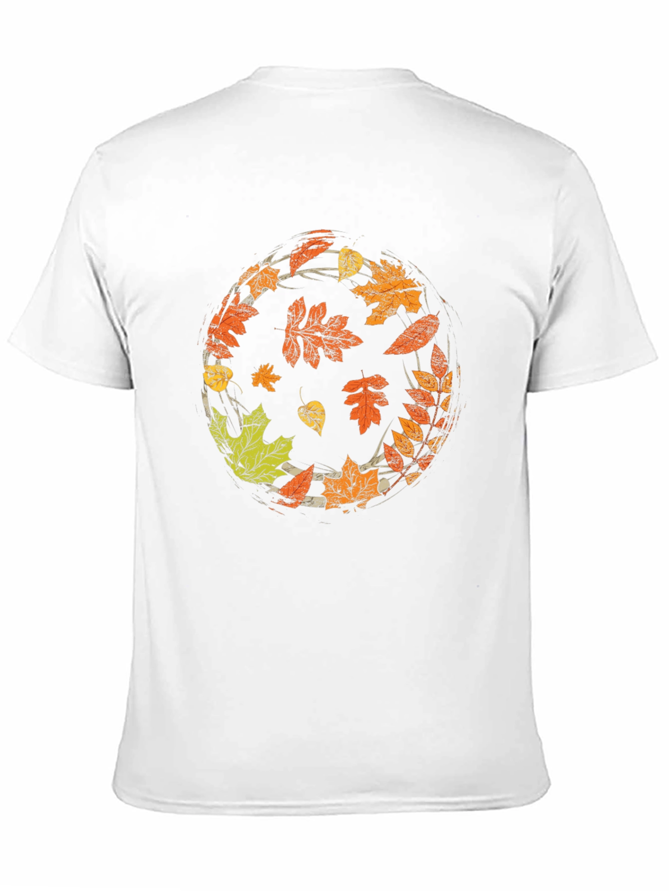 Autumn Leaves Circle Graphic Black T-Shirt